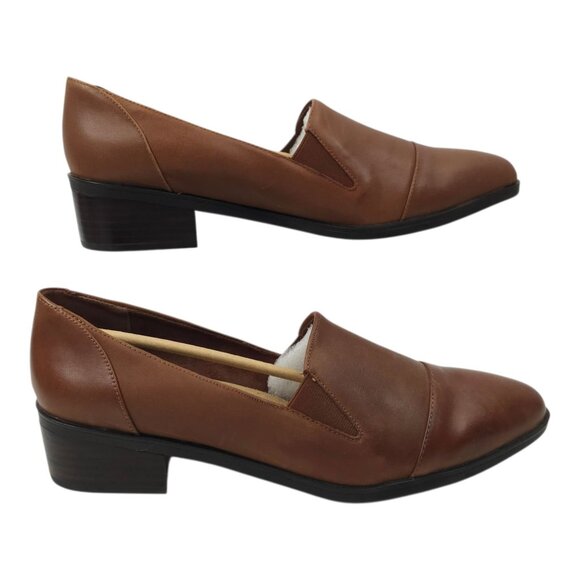 Bella Vita Ohara Burnished Leather Loafer Women 12M Camel Slip On Block Heel NEW - Picture 10 of 16